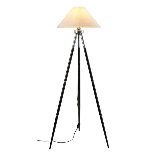 Apliqa Cosby Siyah-krom Kaplamalı Tripod Metal 3 Ayaklı Lambader