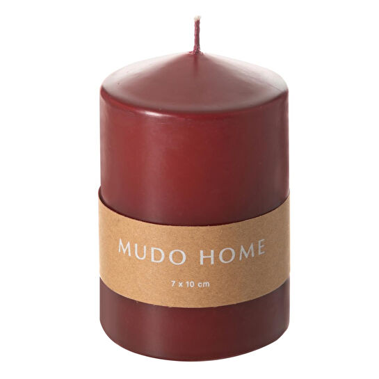 Mudo Home Sütun Mum Bordo 7x10cm