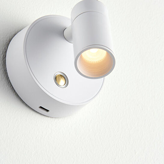 Apliqa Opra Beyaz Kablosuz Şarjlı Dokunmatik Pilli Led Duvar Lambası, Yatak Başı Aplik