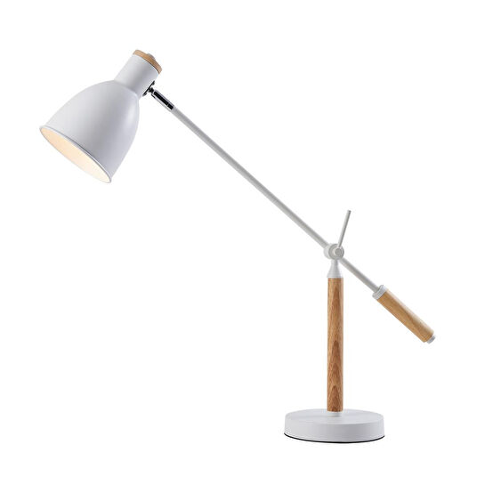 Apliqa Marmo Ahşap Detaylı Beyaz Ders Çalışma Masası Lambası