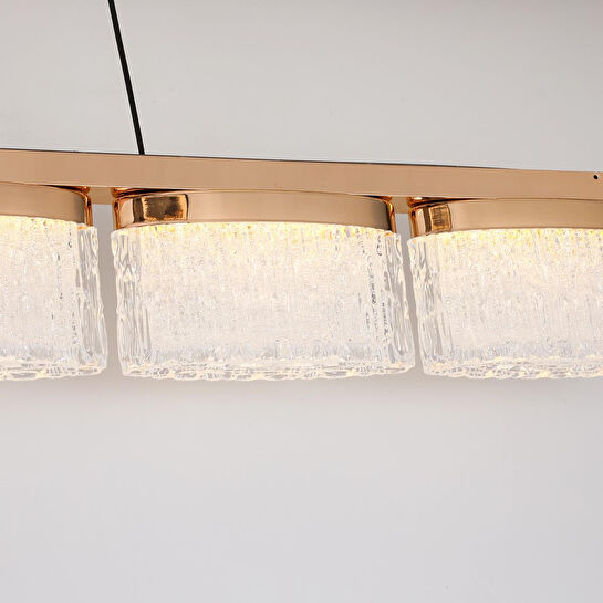 Apliqa Rosae Gold Krisatal Sıralı Sarkıt Salon Led Avize