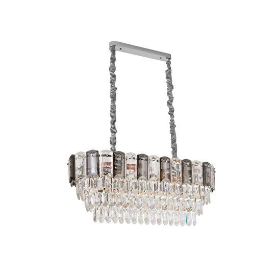 Apliqa Colın 80'lik Yemek Masası Üstü Krom Kaplamalı Kristalli Avize