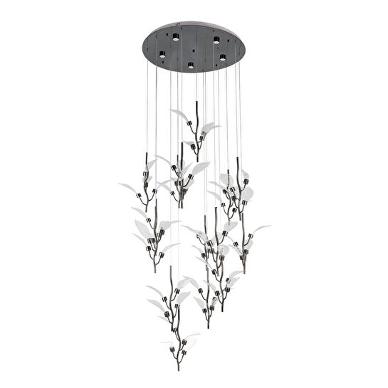 Apliqa Liria 15'li Platin Yaprak Desenli Sarkıt Led Avize