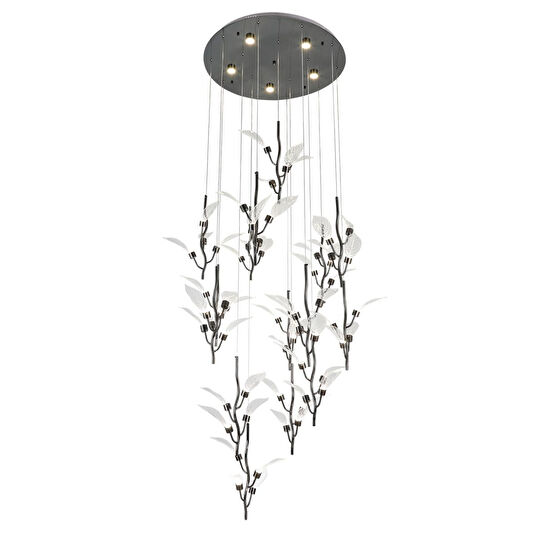 Apliqa Liria 15'li Platin Yaprak Desenli Sarkıt Led Avize