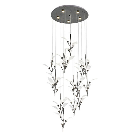 Apliqa Liria 15'li Platin Yaprak Desenli Sarkıt Led Avize