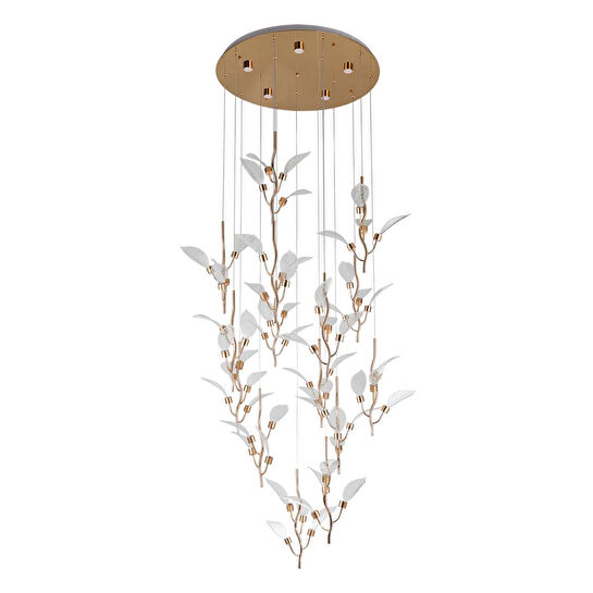 Apliqa Liria 15'li Gold Yaprak Desenli Sarkıt Led Avize