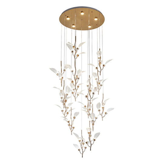 Apliqa Liria 15'li Gold Yaprak Desenli Sarkıt Led Avize