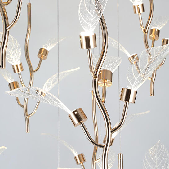 Apliqa Liria 15'li Gold Yaprak Desenli Sarkıt Led Avize