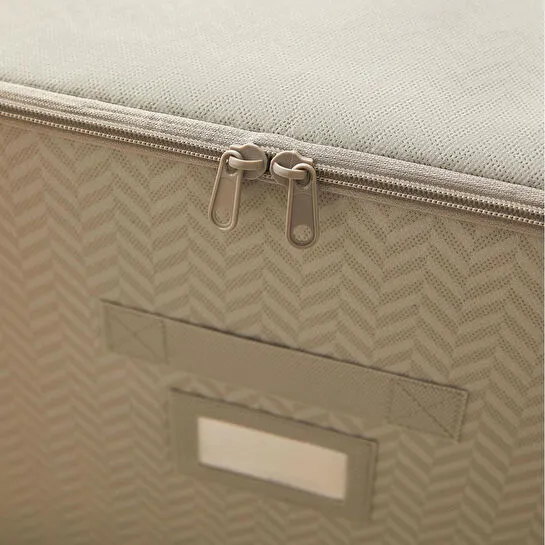 Ocean Home Textile Gri Balıksırtı Destekli Kutu Hurç 48 X 40 X 30 Cm