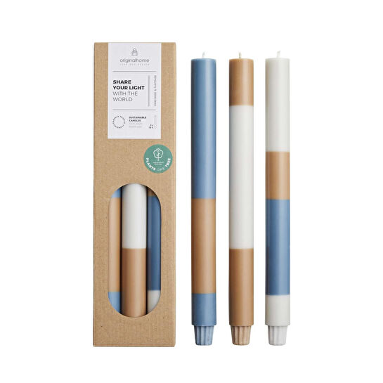 The Mia Dekoratif Mum 3lü Okyanus 30 Cm