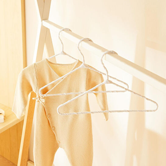Ocean Home Textile 12'li Beyaz Renk Kumaş Kaplı Metal Bebek Giysi Askısı19.5 X 30 X 0.3 Cm