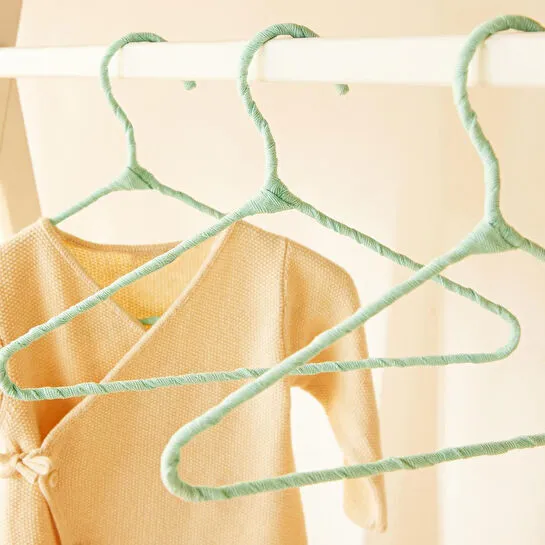 Ocean Home Textile 6'lı Mint Renk Kumaş Kaplı Metal Bebek Giysi Askısı19.5 X 30 X 0.3 Cm