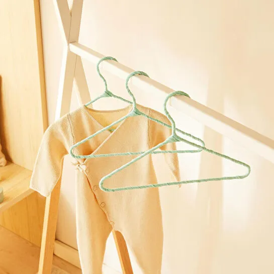 Ocean Home Textile 12'li Mint Renk Kumaş Kaplı Metal Bebek Giysi Askısı19.5 X 30 X 0.3 Cm