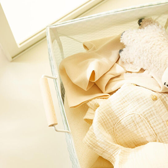 Ocean Home Textile Katlanabilir Metal Destekli Beyaz Renk Mint Dama Desen Çamaşır Sepeti 36 X 33 X 60 Cm