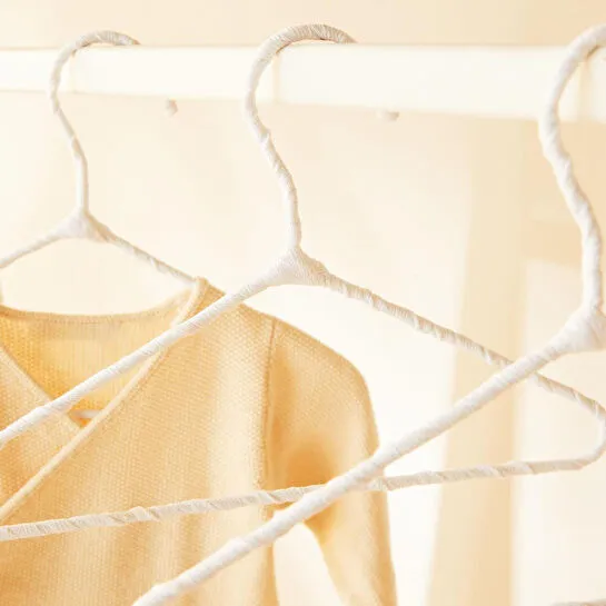 Ocean Home Textile 6'lı Beyaz Renk Kumaş Kaplı Metal Bebek Giysi Askısı19.5 X 30 X 0.3 Cm