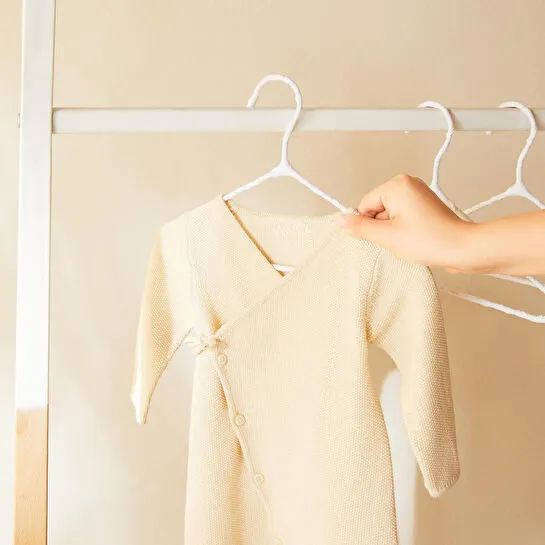 Ocean Home Textile 6'lı Beyaz Renk Kumaş Kaplı Metal Bebek Giysi Askısı19.5 X 30 X 0.3 Cm