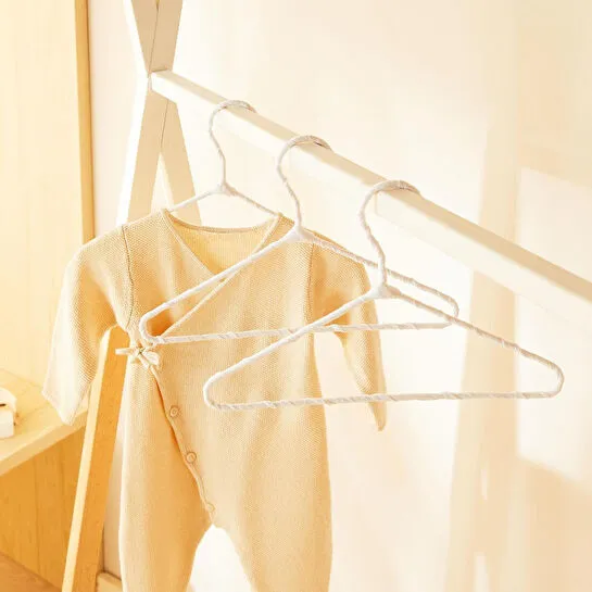 Ocean Home Textile 6'lı Beyaz Renk Kumaş Kaplı Metal Bebek Giysi Askısı19.5 X 30 X 0.3 Cm