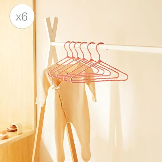 Ocean Home Textile 6'lı Pembe Renk Kumaş Kaplı Metal Bebek Giysi Askısı19.5 X 30 X 0.3 Cm