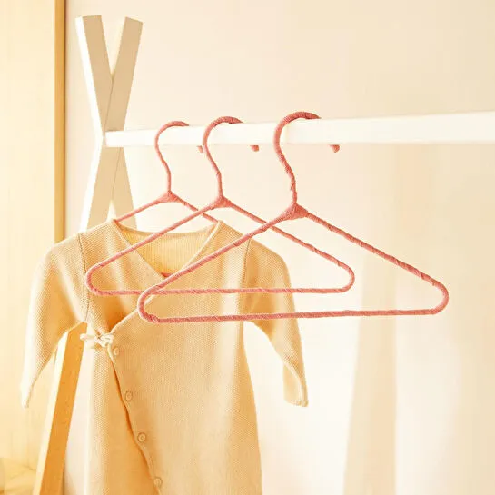 Ocean Home Textile 6'lı Pembe Renk Kumaş Kaplı Metal Bebek Giysi Askısı19.5 X 30 X 0.3 Cm