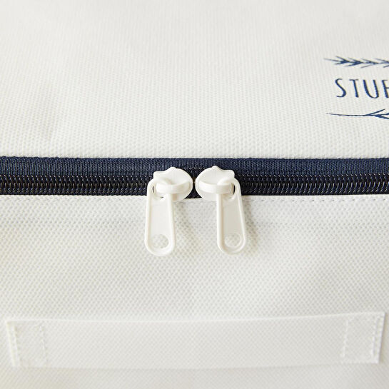 Ocean Home Textile 4'lü Lacivert Fermuarlı Beyaz Renk Stuff & Things Hurç Set 30 X 22 X 18 + 52 X 28 X 21 Cm