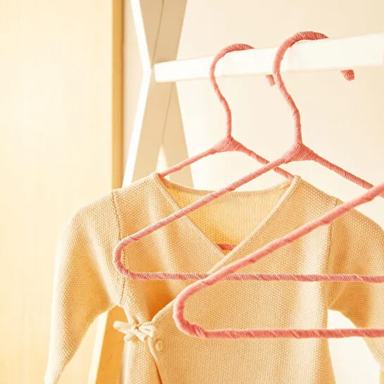 Ocean Home Textile 12'li Pembe Renk Kumaş Kaplı Metal Bebek Giysi Askısı19.5 X 30 X 0.3 Cm