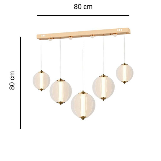 Apliqa Penny 90 Watt 5'li Sıralı Bakır Led Sarkıt Avize