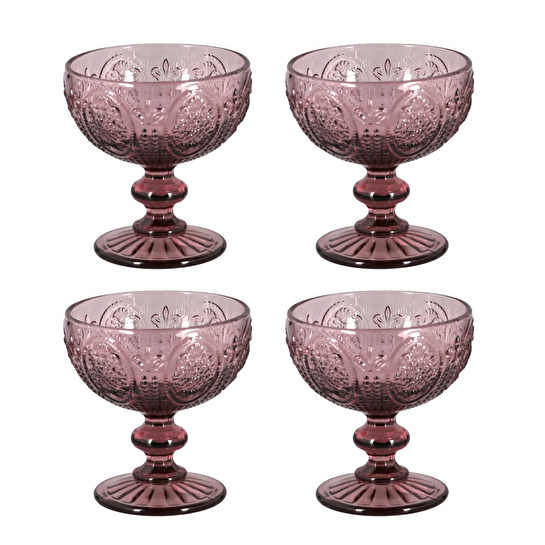 Lucky Art Velora Lucky Art 4lu Cam Ayaklı Kase Seti Mor