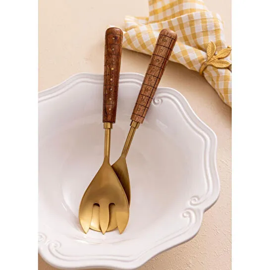 The Mia Wood Salata Servis Takımı 2 Parça