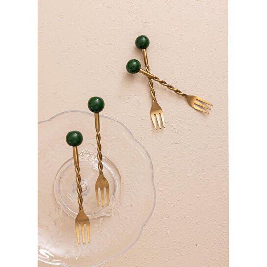 The Mia Globe Kek Çatalı Yeşil 4 Parça