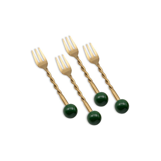 The Mia Globe Kek Çatalı Yeşil 4 Parça