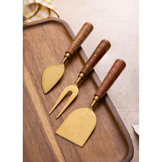 The Mia Wood Peynir Servis Takımı 3 Parça