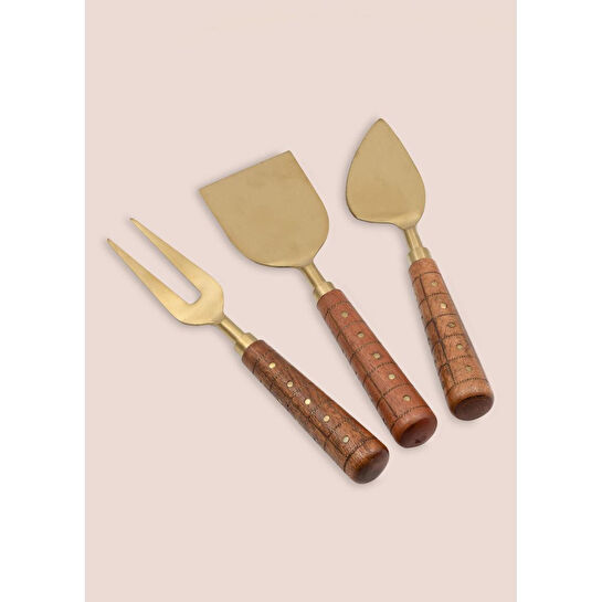 The Mia Wood Peynir Servis Takımı 3 Parça