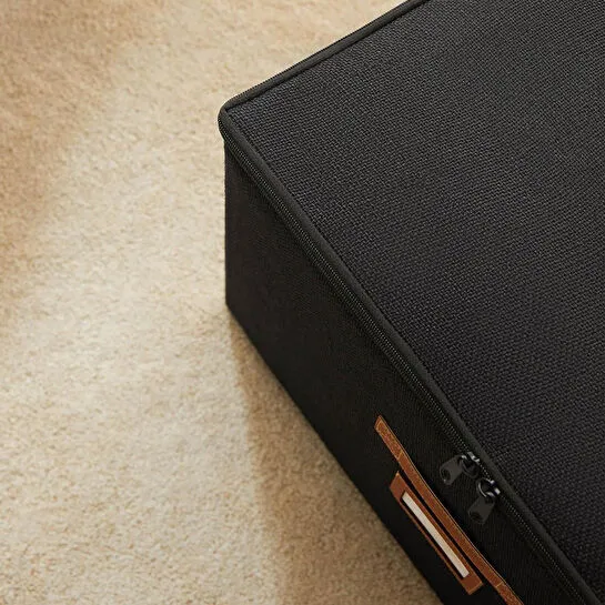 Ocean Home Textile Siyah Renk Jüt Destekli Kutu Hurç 48 X 40 X 30 Cm