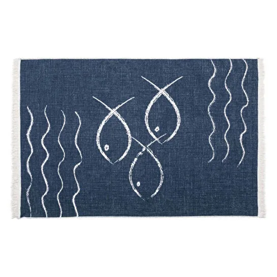 Mudo Home Larissa Fish Çi̇ft Tarafli Hali Laci̇vert Beyaz 120x180