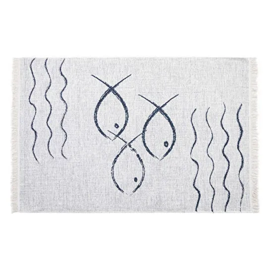 Mudo Home Larissa Fish Çi̇ft Tarafli Hali Laci̇vert Beyaz 120x180