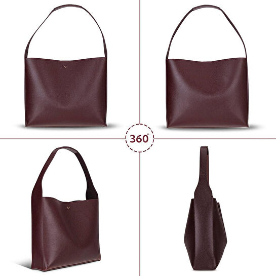 Bloominbag Ravello Cimbrone Merlot Burgundy Leather Shoulder Bag / Deri Omuz Çantası