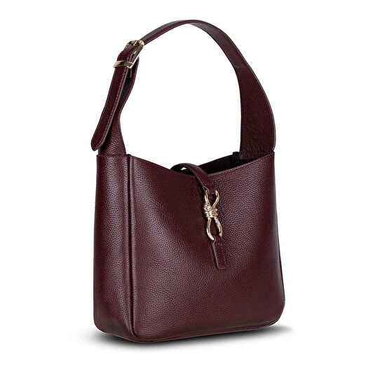 Bloominbag Ravello Cimbrone Merlot Burgundy Leather Shoulder Bag / Deri Omuz Çantası