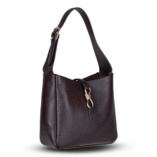 Bloominbag Ravello Cimbrone Espresso Brown Leather Shoulder Bag / Deri Omuz Çantası