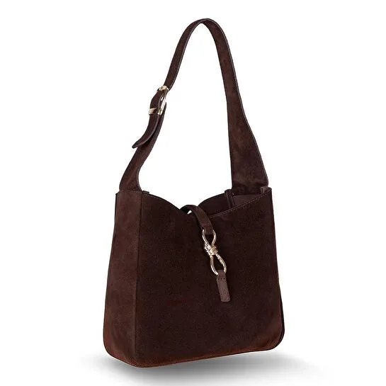 Bloominbag Ravello Cimbrone Chestnut Brown Suede Shoulder Bag / Deri Omuz Çantası