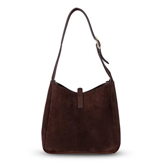 Bloominbag Ravello Cimbrone Chestnut Brown Suede Shoulder Bag / Deri Omuz Çantası