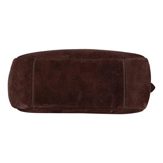 Bloominbag Ravello Cimbrone Chestnut Brown Suede Shoulder Bag / Deri Omuz Çantası