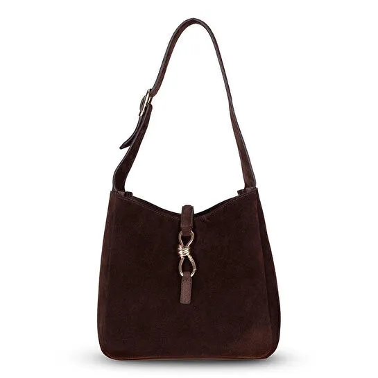 Bloominbag Ravello Cimbrone Chestnut Brown Suede Shoulder Bag / Deri Omuz Çantası