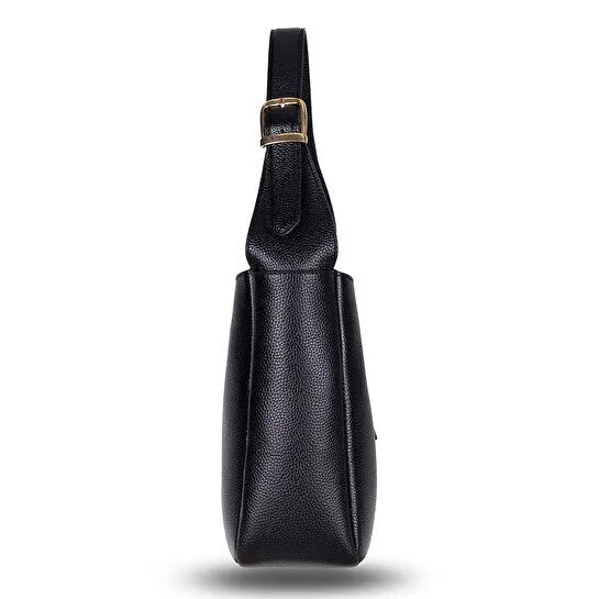 Bloominbag Ravello Cimbrone Noir Black Leather Shoulder Bag / Deri Omuz Çantası