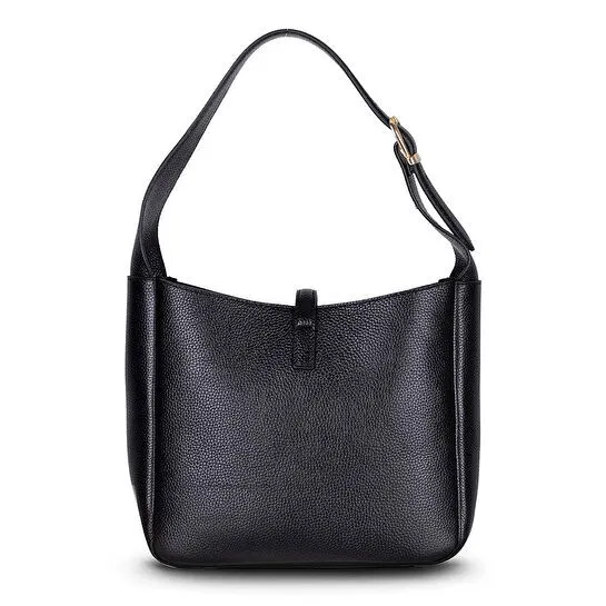Bloominbag Ravello Cimbrone Noir Black Leather Shoulder Bag / Deri Omuz Çantası
