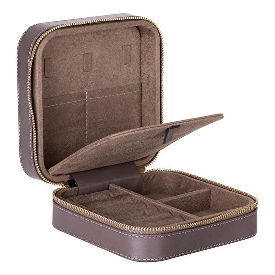 Bloominbag Amanda Mushroom Taupe Grande – Gerçek Deri Takı & Mücevher Kutusu