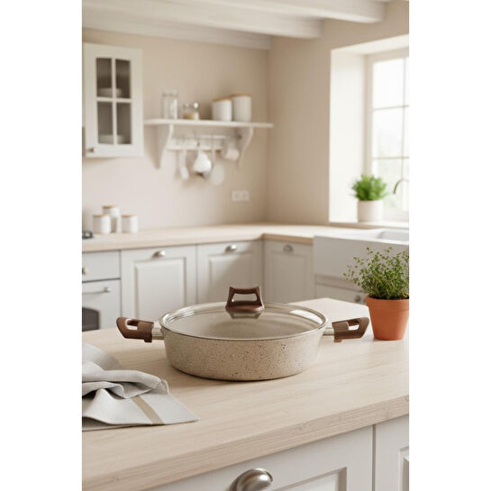 Bernardo Marcel 13 Parça Granit Tencere Seti Krem