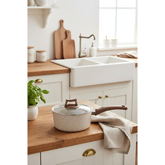 Bernardo Marcel 13 Parça Granit Tencere Seti Krem