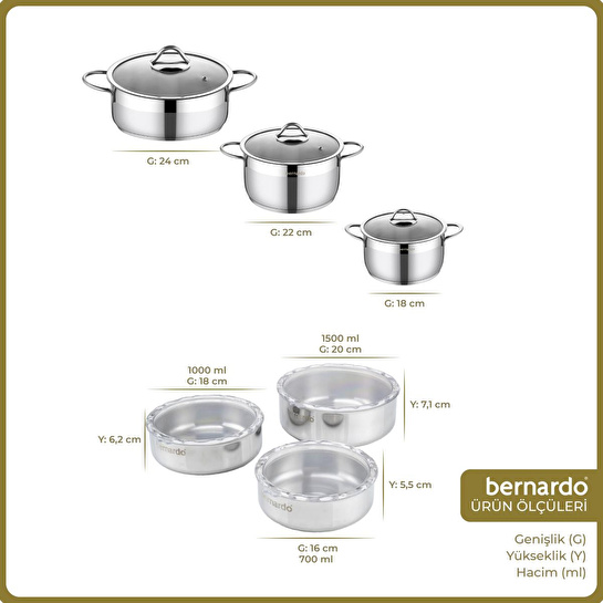 Bernardo Kayra 17 Parça Çelik Set