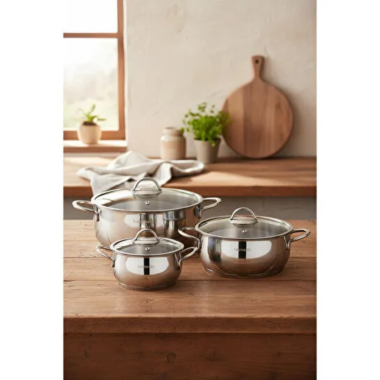 Bernardo Monde 6 Parça Yarı Küre Çelik Tencere Seti