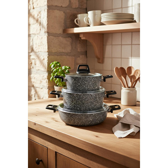 Bernardo Vormi 7 Parça Tencere Seti Gri